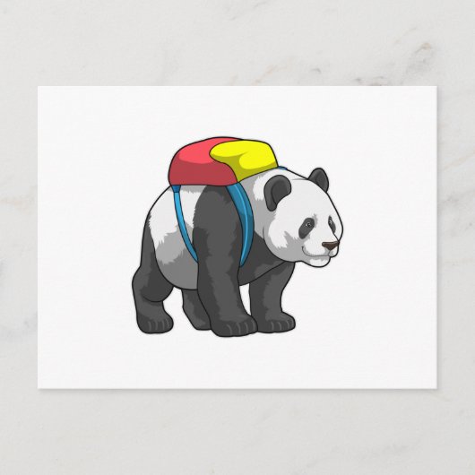 Panda als Wanderer mit Rucksack Postkarte (Vorderseite)
