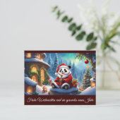 Panda als Weihnachtsmann verkleidet 2 b Postkarte (Stehend Vorderseite)