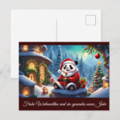 Panda als Weihnachtsmann verkleidet 2 b Postkarte (Vorne/Hinten)