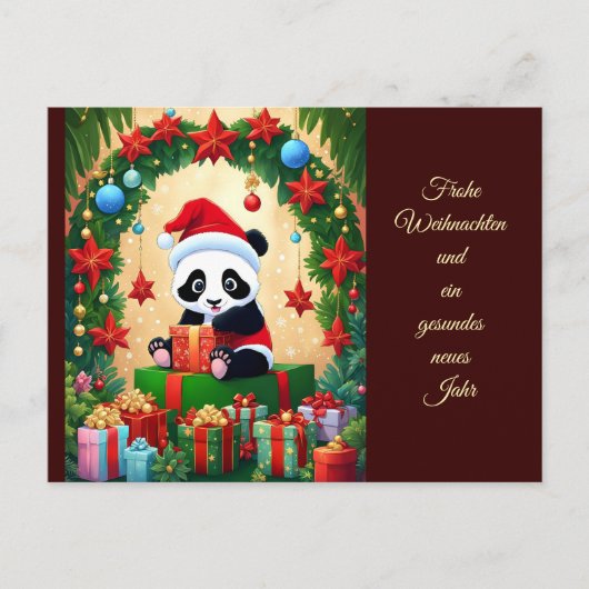 Panda als Weihnachtsmann verkleidet Postkarte (Vorderseite)