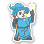 Panda als Zauberer mit Zauberstab Aufkleber (Vorderseite)