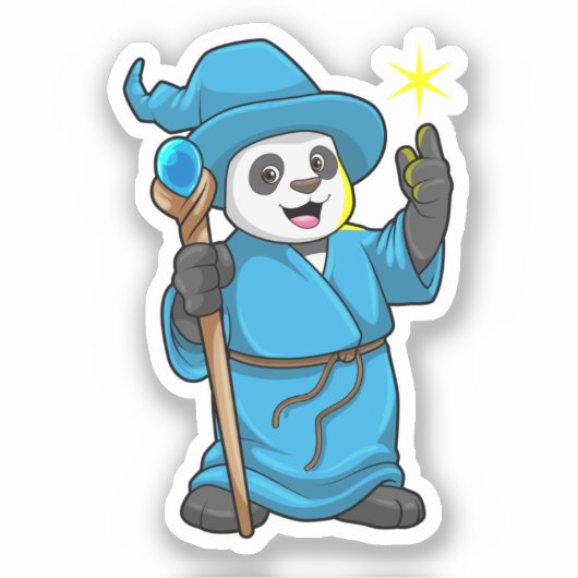 Panda als Zauberer mit Zauberstab Aufkleber (Vorderseite)
