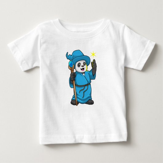 Panda als Zauberer mit Zauberstab Baby T-shirt (Vorderseite)