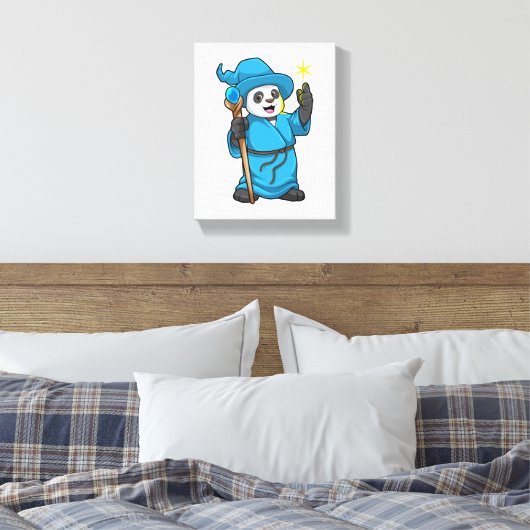 Panda als Zauberer mit Zauberstab Leinwanddruck (Insitu (Schlafzimmer))