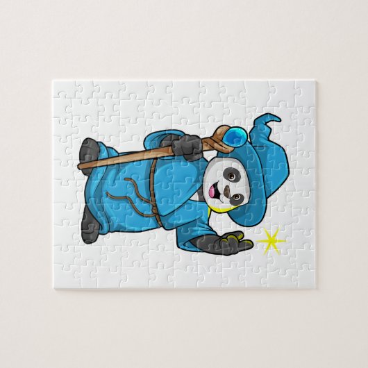 Panda als Zauberer mit Zauberstab Puzzle (Horizontal)