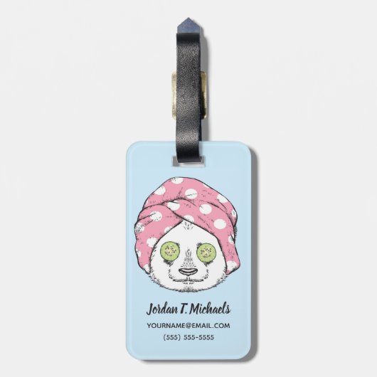 Panda am Wellness-Center | addieren Ihren Namen Gepäckanhänger (Rückseite vertikal)