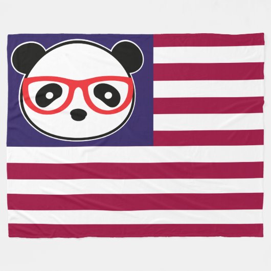 Panda American Flag Panda Bear US Flag Theme Fleecedecke (Vorderseite (Horizontal))
