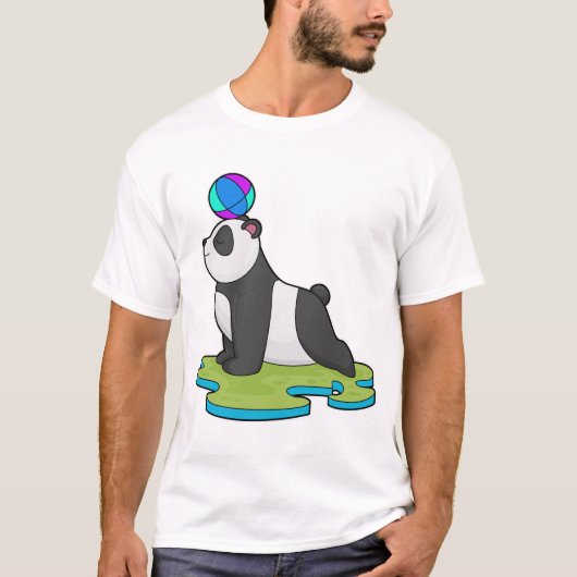 Panda an der Yoga-Fitness T-Shirt (Vorderseite)