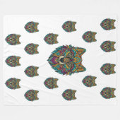 Panda and Abstract Wolf Art Big Size Blanket – Mod Fleecedecke (Vorderseite (Horizontal))