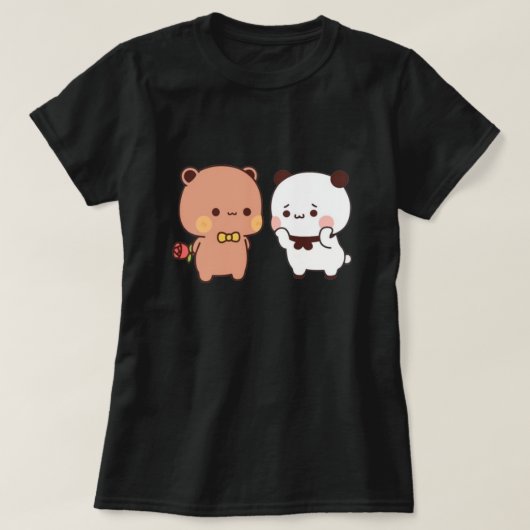 Panda and Brownie Bear Couple T-Shirt (Design vorne)