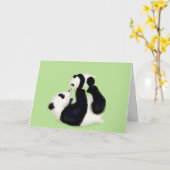 Panda and cub Mothering Sunday card Karte (Gelbe Blume)