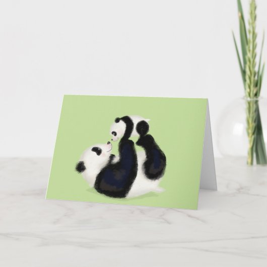 Panda and cub Mothering Sunday card Karte (Vorderseite)