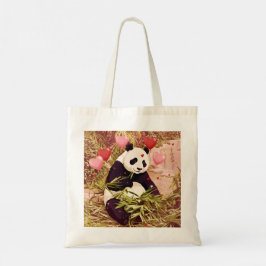 Panda and hearts tote bag tragetasche