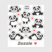 Panda Animal 8 Pack Collection Aufkleber (Blatt)