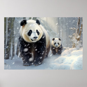 Panda Animal Family Wandern Natur aus Poster