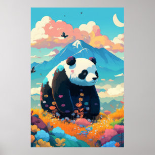 Panda Animal Portrait Painting Wildlife Poster