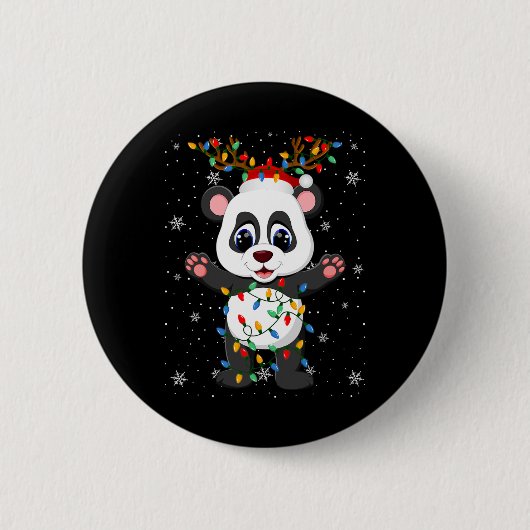 Panda Animal Weihnachtsmannmütze Ugly Christmas Tr Button (Vorderseite)