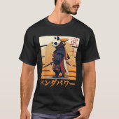 Panda Anime Samurai Ninja und Japanisch Schreiben T-Shirt (Vorderseite)