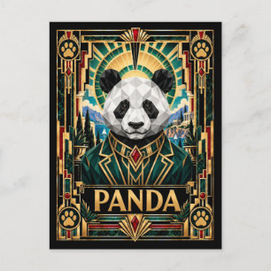 Panda, Art Deco Wildtiere Postkarte