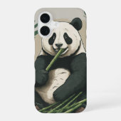 Panda : Art Eating Bamboo Fall iPhone 16 Hülle (Rückseite)