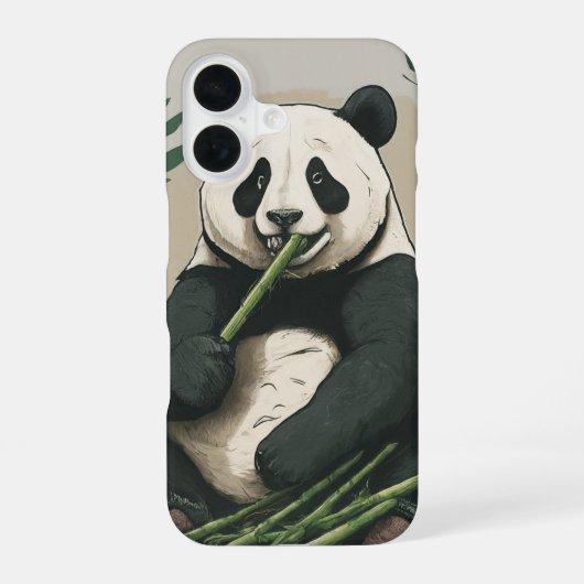 Panda : Art Eating Bamboo Fall iPhone 16 Hülle (Rückseite)