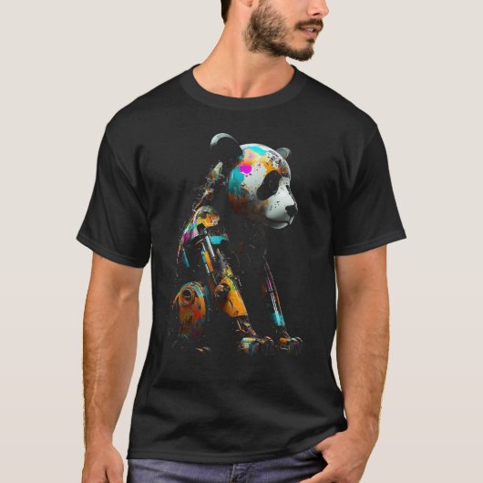 Panda Art farbenfroh Fantasy Animal Robot Panda T-Shirt (Vorderseite)
