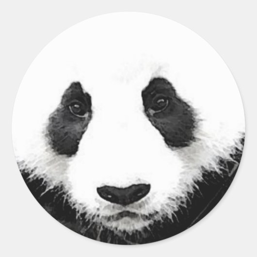 Panda Artwork Round Aufkleber Schwarz/Weiß Pop Kun (Vorderseite)