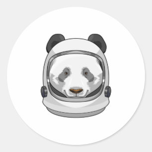 Panda as Astronaut with Helmet Runder Aufkleber