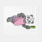 Panda as Hairdresser with Comb Fleecedecke (Vorderseite (Horizontal))