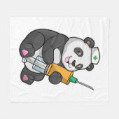 Panda as Nurse with Syringe Fleecedecke (Vorderseite (Horizontal))