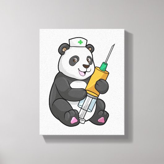 Panda as Nurse with Syringe Leinwanddruck (Vorderseite)