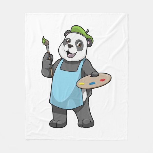 Panda as Painter with Brush & Colour Fleecedecke (Vorderseite)