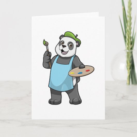 Panda as Painter with Brush & Colour Karte (Vorderseite)
