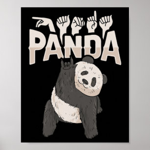 Panda Asl Hand Gesture Deaf Hörverlust Bewusstsein Poster