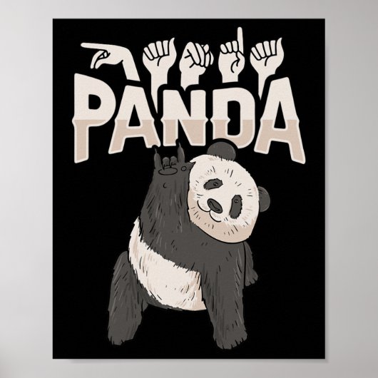 Panda Asl Hand Gesture Deaf Hörverlust Bewusstsein Poster (Vorne)