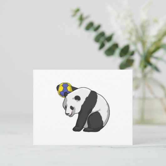 Panda at Handball Sports Postkarte (Stehend Vorderseite)