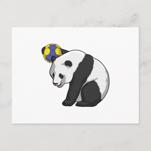 Panda at Handball Sports Postkarte (Vorderseite)