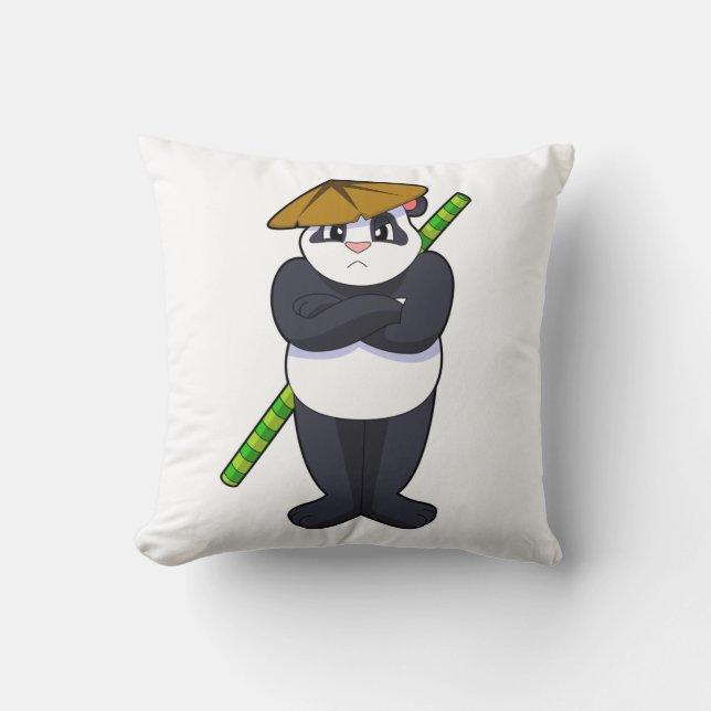 Panda at Stick fight Martial arts.PNG Kissen (Vorderseite)