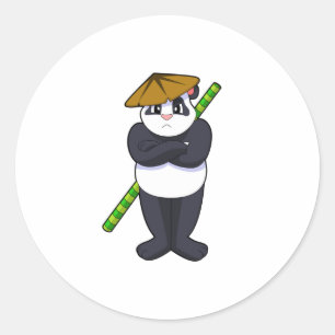 Panda at Stick fight Martial arts.PNG Runder Aufkleber