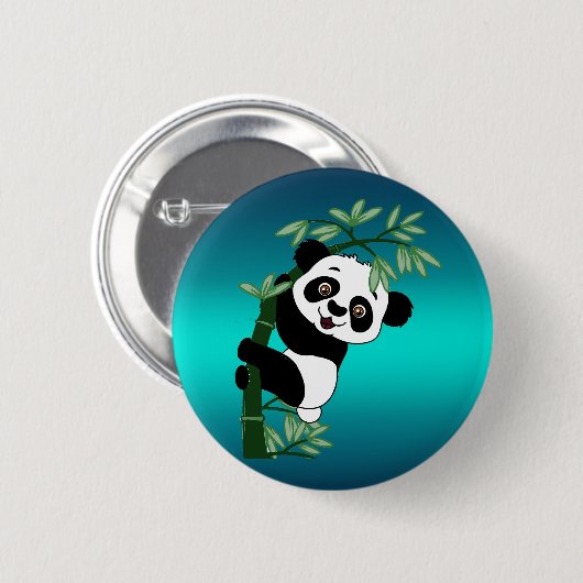 Panda auf Bambus Button (Vorne & Hinten)