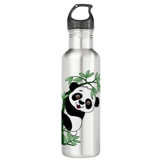 Panda auf Bambus Edelstahlflasche (Vorderseite)