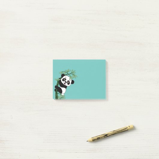 Panda auf Bambus Post-it Klebezettel (Auf Schreibtisch)