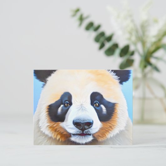 Panda auf blauem Hintergrund zeichnen Postkarte (Stehend Vorderseite)
