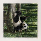 Panda auf einer Holzplattform Puzzle (Horizontal)
