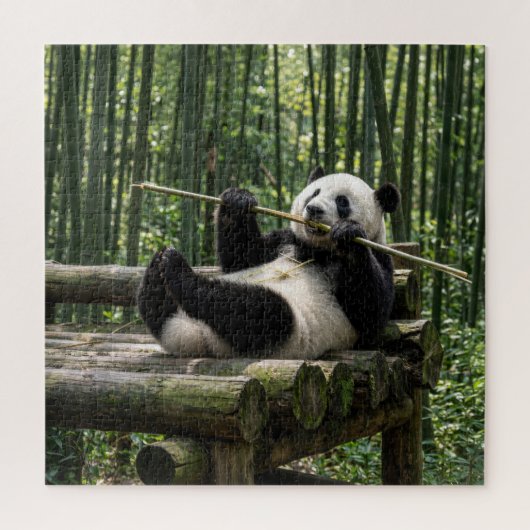 Panda auf einer Holzplattform Puzzle (Vertikal)