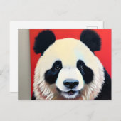 Panda auf rotem Hintergrund Postkarte (Vorne/Hinten)