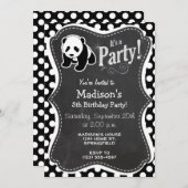 Panda auf schwarzen und weißen Polka-Punkten Einladung (Vorne/Hinten)