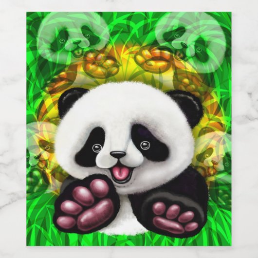 Panda Baby Bear Niedlich und glücklich Weinetikett (Einzelnes Label)