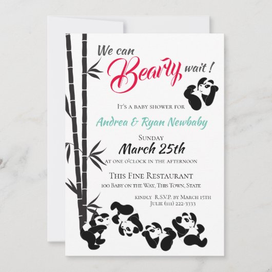 Panda Baby Dusche Einladung (Vorderseite)