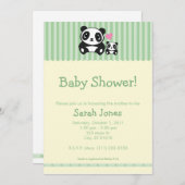 Panda Baby Dusche - Green & Cream Einladung (Vorne/Hinten)